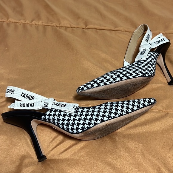 Tweed Houndstooth Slingback Shoes Size 40 - Picture 5 of 7